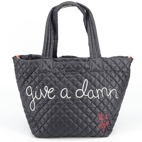 MZ Wallace X Lingua Franca LIMITED EDITION Black Give a Damn Metro Tote NEW - Picture 6 of 13